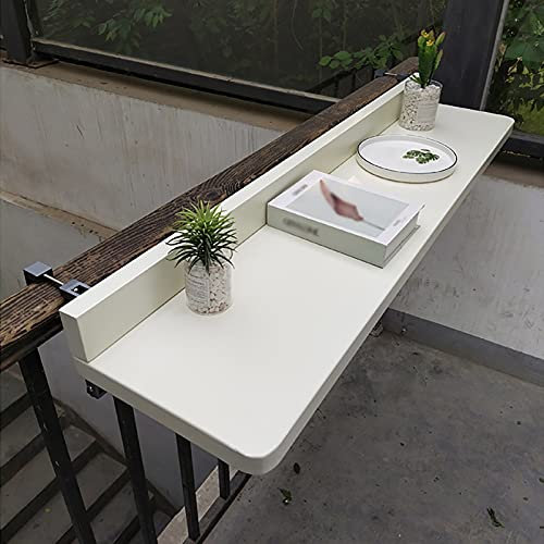 LJHSS Tavolino Pieghevole da ringhiera,Comoda ​Scrivania Richiudibile a Parete,Salvaspazio,per Balcone o terrazzo