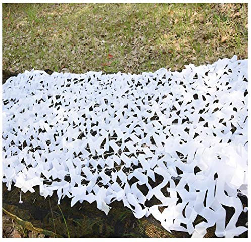 wangk Tarnnetz Sonnenschutz Camouflage Netz Verschiedene Größen Tarnung Woodland Sichtschutz für Garten Freizeit Camping Party Bars Deko Jagd Weißes Tarnnetz-Weiß 15x15m(49x49ft)