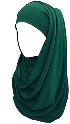 Lina & Lily Bubble Chiffon Damen Muslim Hijab Kopftuch Schal Turban, Stoff Leicht Undurchsichtig (Jägergrün)