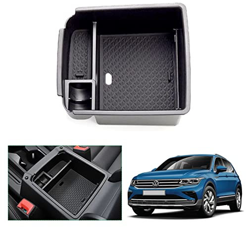 GAFAT Kompatibel mit Mittelkonsole Aufbewahrungsbox für Tiguan 2/Seat Tarraco 2019-2022 2023, Tiguαn 2 2016-2022 2023 Armlehne Organizer Tray Handschuhfach (Schwarz)