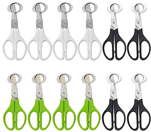 XINMEIWEN 12Pack Stainless Steel Quail Egg Cutter Scissors Quail and Pigeon Egg Cutter Tool Quail Scissors Opener Quail Egg Cracker for Home Kitchen (Three Colors)