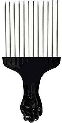 CAM2 Afro Kamm Afro Pick Fingerstyler Hair Metal Pick Friseur Perücke Styling-Tool Afrokamm für Natur-Locken(Schwarz)