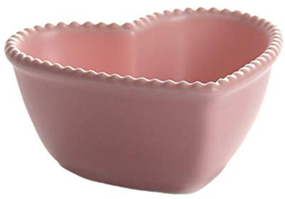 YARNOW Ceramic Fruit Salad Bowl Heart- Shaped Dessert Bowl Porcelain Serving Bowls for Home Kitchen (Pink)