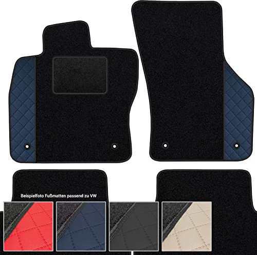 moto-MOLTICO Fußmatten Auto Velours Autoteppiche Schwarz Automatten Set 4-teilig - Auffälliges Design - passend für VW Bora Golf IV 1997-2005 (Blaues Muster)