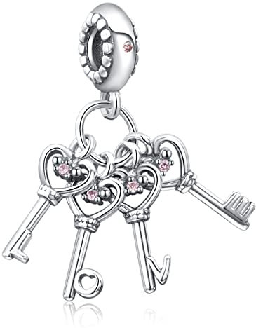 Annmors Charme Keys of Love de Argent Sterling S925 Femmes Perles Charm avec 5A Zircone Compatible pour Européen Bracelets d'anniversaire