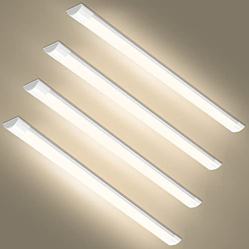 Viugreum 4 Pack 30W Led Tube Lights 3ft,LED Batten Light 90cm 3000LM, LED Tube Ceiling Light Integrated 4000K (Natural White), Fluroscent Tube Light for Office, Bathroom, Kitchen