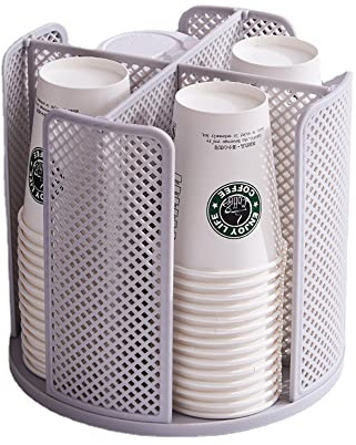 Hosoncovy Becherhalter 360 drehbarer Pappbecherspender, Becher-Organizer für Zuhause, Küche, Büro, Bar (Grau)