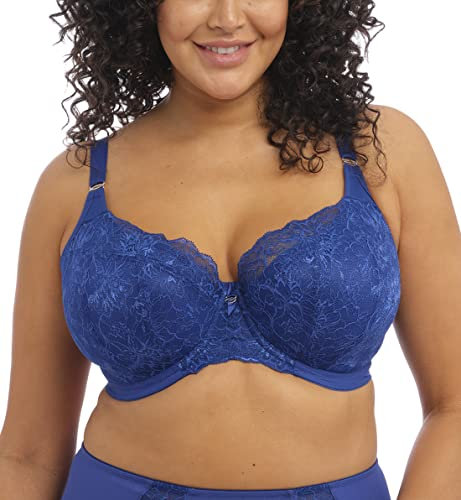 Elomi Women's Brianna Underwire Padded Half-Cup Bra Demi, Opaque, Lapis, 40F