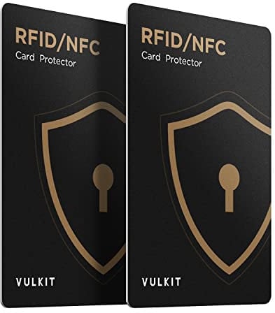 VULKIT Cartes de Blocage RFID/NFC - Lot de 2, Protecteur de Carte de Crédit Ultra Fin, Protecteur de Cartes sans Contact, Bloqueur NFC Premium, pour Cartes de Crédit, Cartes d'identité, Portefeuille