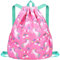 RHCPFOVR Rucksack mit Kordelzug für Kinder – Einhorn-Taschen für Mädchen, Fitnessstudio, Tanz, Strand, Schwimmen, Reisetasche mit zwei Wasserflaschenhaltern, Rosa, Einhorn, Modern