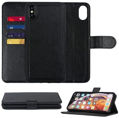 Gorilla Tech 2-in-1 Detachable Wallet Case iPhone Flip Cover Black - Premium Leather 2 in 1 Folio Book Magnetic for the Original Apple iPhones - Magnetic Cover (iPhone 7/8/SE)