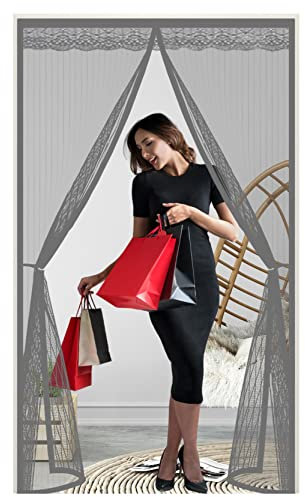 Moustiquaire Porte 100 x 205 cm Mailles ultra fines, Puissants Aimants,Pliable Moustiquaire Store Enroulable Kit d'installation Complet pour Portes de Multi Types, Gris A