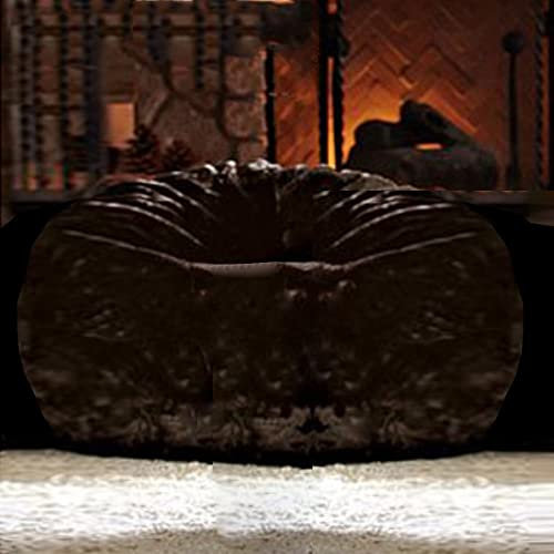 SXBCyan Sitzsack-Bezug(Ohne Füllung), Sitzsack-Stühle for Erwachsene, Pouf Ottomane Puff-Stuhl, Fell/Leder/Kaschmir-Fleece/Wolle, Heimdekoration, Sofa, Puff-Futon(Fur-Gold Leopard)