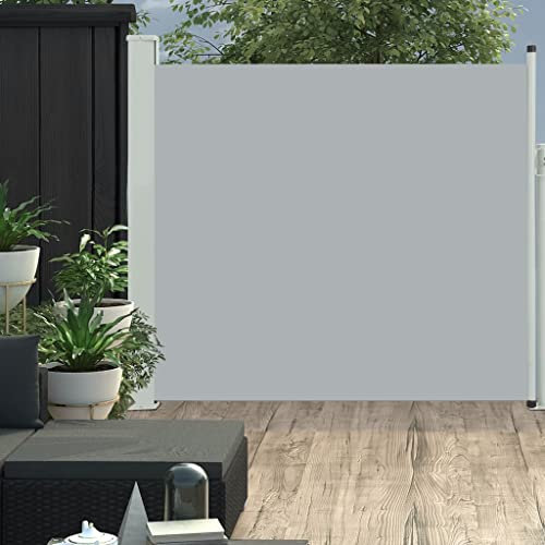 Seitenmarkise für Terrasse, einziehbar, 170 x 300 cm, Grau, Artikelfarbe: Stoff grau + Abdeckung aus grauem Stahl