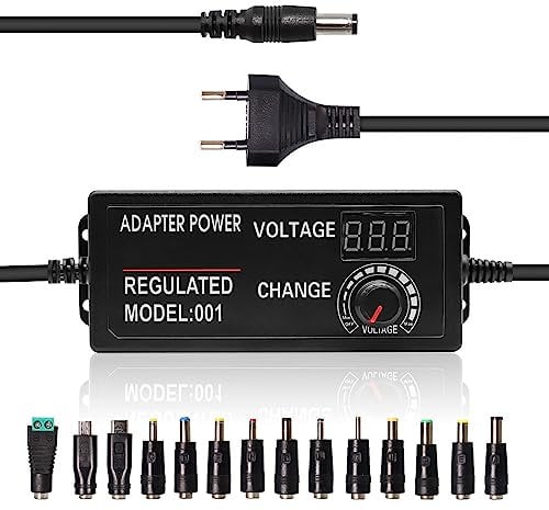 PNGOS Alimentatore Universale 3V-24V 3A Adattatore Di Alimentazione Regolabile AC/DC Caricabatterie Universale Con Indicatore Di Tensione LED Adatto Per Elettrodomestici 3V-24V LED DC Motore DVD