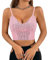 Naimo Canotta da donna con paillettes glitterate, senza maniche, scollo a V, con scollo a V, colore: Camisole, Colore: rosa., M