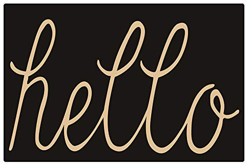 Entrance Door Mat,Hello Black Winter Durable Flannel Front Floor Mat Front Outdoor Rug,Non-Slip Welcome Doormat for Entry,Patio 36X24 Inch