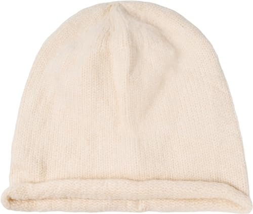 styleBREAKER Unisex Oversize Strick Beanie Mütze mit Rollrand, Warme Winter Strickmütze Einfarbig, Loose fit 04024207, Farbe:Creme