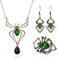 Clataly Gothic Spinne Halskette Ohrring Ring Set Vintage Grün Kristall Set Halloween Schmuck für Frauen und Mädchen