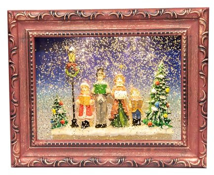 LED Carol Sänger Chor Szene Bilderrahmen Schneekugel Batterie USB betrieben Licht Musik Wasser Spinner Weihnachten Tischplatte Kaminsims Wanddekoration Neuheit Urlaub Ornament