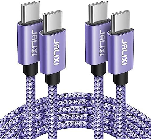 JALIXI USB C auf C Kabel 2M, 60W Ladekabel USB C zu USB C Schnellladekabel für iPhone 16/15 Pro Max, für Samsung Galaxy S24 S23 Ultra, Z Fold/Flip 6 5 4, A55, Violett