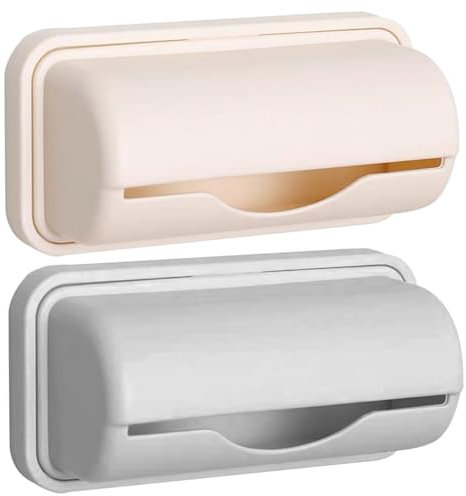 Dorccsi Trash Bag Dispenser Roll Holder 2pcs Punch-free Kitchen Plastic Bag Holder Wall Mounted Garbage Bag Organizer Under Sink for Kitchen Cabinet Trash Bag Holder Plastic Bag Holder Bin Bag Holder