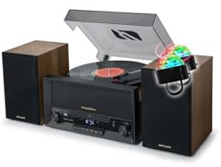 Platine Vinyle Muse MT-120 MB avec système CD, Bluetooth, USB, stéréo 3 Vitesses 33/45/78 Tours - Lumières Bagues LED en Cadeaux