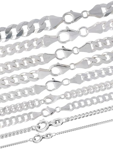 hoplo holzenplotz Panzerkette Halskette 925 Sterlingsilber Auswahl, Kettenlänge:50cm, Kettenbreite:8.6mm