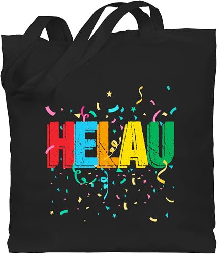 Shirtracer Baumwolltasche - Karneval & - Taschen - Helau Alaaf Schriftzug Kostüm Kölle Fasching I Narren - Unisize - Schwarz - kamellebeutel faschings tasche wurfbeutel karnevals jute karnevalsbeutel