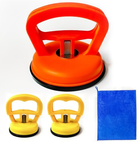 NICAVKIT Juego de 4 extractores de abolladuras para coche, grandes y pequeños, con ventosa, extractor de abolladuras, ventosa de vacío, elevador de succión para coche, teléfono móvil, cristal,
