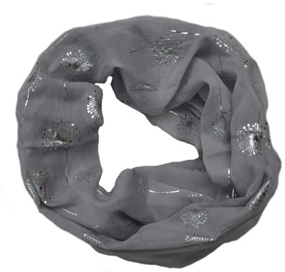 Generic Seide Loop Schal Halstuch Schals Rundschal Schlauchschal Tücher Damenschal Pusteblumen glitzer Damen (Grau)