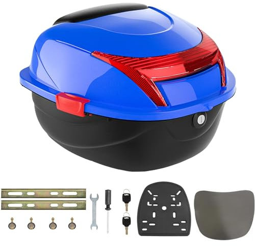 Generic Motorradkoffer Roller Top-Case Motorrad Koffer Helmkoffer Universal Topcase Top Back Box für Motorrad Quad (Color : Blau)