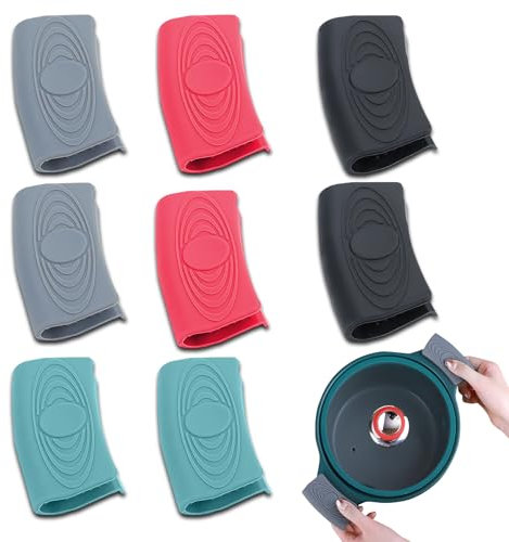 Mangos de Silicona para Ollas - 8 Unidades, Resistentes al Calor, Agarre de Mano, Soporte, Protección Contra el Calor para Ollas