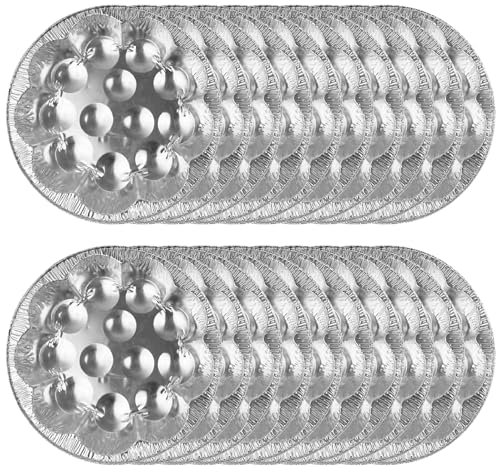 Bai42Ylou 20pcs Assiette d'escargot, Aluminium jetable en Aluminium de Fruits de mer Snail Dish, Plat d'escargot Rond qualité Alimentaire 12 PARTIMENT