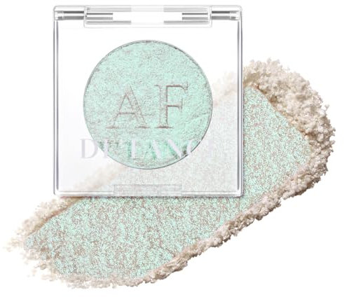 Chrome Highlighter Lidschatten Palette,DE'LANCI Langanhaltende Neue Formel,Schillernder Grün-Silberner Schimmer,Schlichte Silberne Basis,Ideal für Gesicht und Körperkontur und Wangenhighlight #04