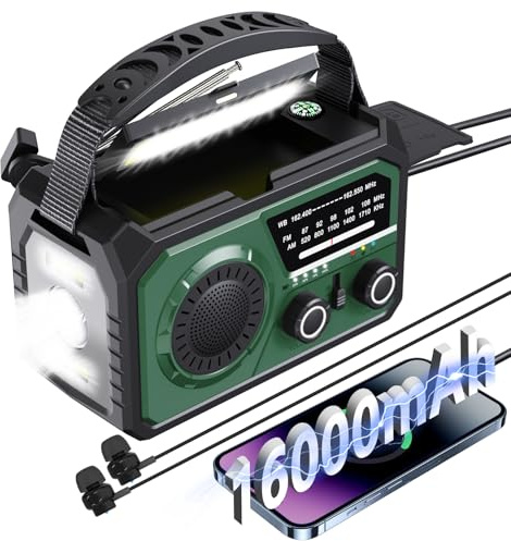 16000mAh Emergency Weather Radio, NOAA/AM/FM Solar Hand Crank Radio