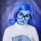 PORSMEER Traurigkeit Perücke Cosplay Blau Bob Perücke Frauen Traurigkeit Kostüm Kurze Blaue Perücke Traurigkeit Outfit Synthetische Perücke für Anime Cosplay Perücke für Halloween Party Kostüm Outfit