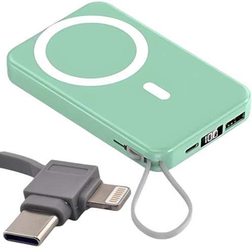 Mag-safe Power Bank 10000mah Wireless Power Bank Fast Charging 22.5W Portable Charger - 15W Wireless Charge Battery Pack - Power Bank (Green)
