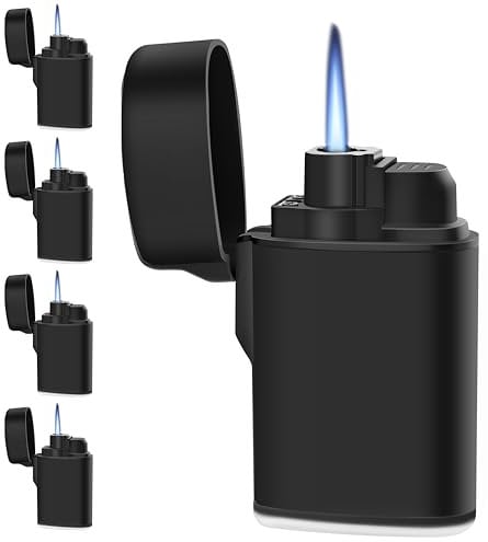 Navpeak 5 Pack Mini Torch Lighter Windproof Jet Flame Butane Gas Pocket Refillable for Candles, Outdoor, fireworks, Camping, Fireplaces, Gas Stoves, Ovens, BBQ & Survival Gear (Butane not included)