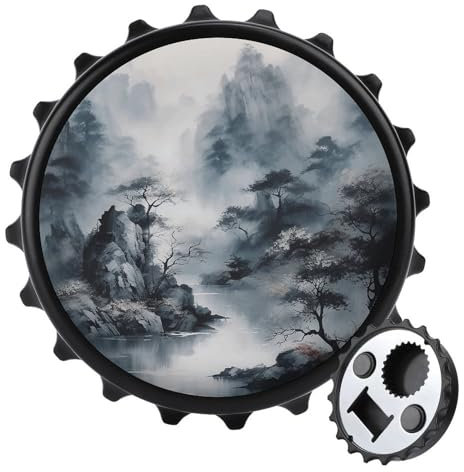 Bottle Opener Magnetic,Painting with Trees And Fog Printed Plastic Bottle Opener Cute,Fridge Magnets Beer Bottle Cap Opener for Men Women Beer Lovers