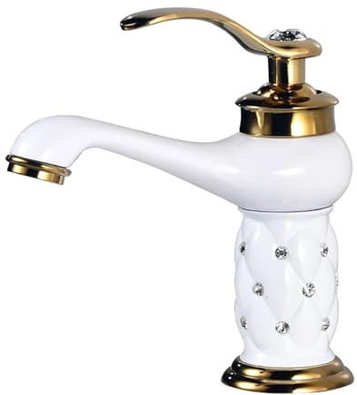 Robinet Lavabo, Robinet en laiton d'évier de salle de bains de luxe, robinets de lavabo grue de mélangeur d'eau en diamant à poignée, robinet mitigeur de bain chaud et froid, Cuisine/Salle Bain Lava
