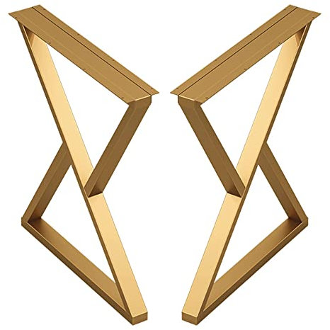 Lot de 2 pieds de table industriels robustes en métal doré de 100 cm pour table de bar - Base réglable - Hauteur : 70 cm