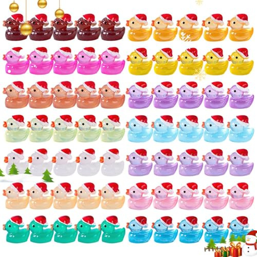 Wpsagek Leuchtende kleine Enten - leuchtende langlebige Ornamente 70 Stück,Ausreichende Mini-Harz-Enten zum Selbermachen, leuchtende Ornamente für Weihnachts-Dekorationen