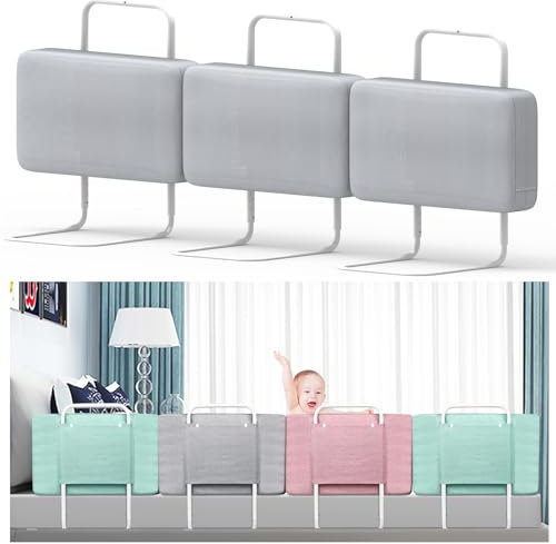 Kuro-sagol Barrera anticaídas para cama infantil, 60 cm de ancho, color gris