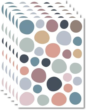 OUDQFCJ Set de 180 Piezas de Pegatinas Infantiles Decorativas de Vinilo Adhesivo para Pared, Vinilo Pared, Diseño de Lunares Adhesivos estilo Acuarela, Decoracion Habitacion Niño, Niña (Multicolor)