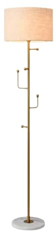 SUREK Stylish Metal Floor Lamp Bedroom With Hook Floor Lamp Cloth Lampshade Corner Floor Lamp Marble Base Floor Lamp stable