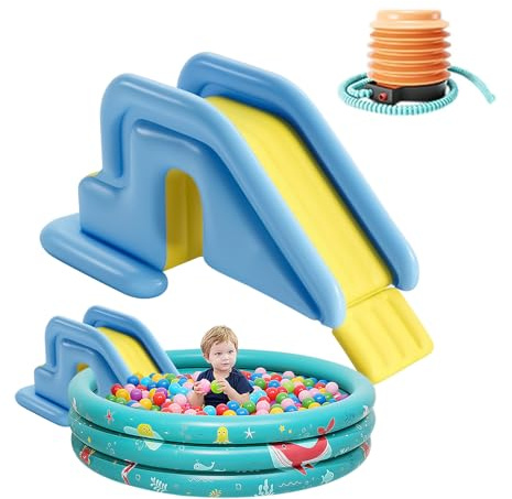 Wasserrutsche für aufblasbaren Pool | Kippschutz für Wasserpark im Freien | mit aufblasbaren Kanten und Kippsicherung für