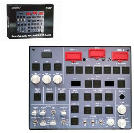 JOTPOR A107 MAX Light OVHD Panel, Flight Simulator Panel per MSFS 2020/2024, Backlit+Metal Housing+Tattile Switches Edition, Windows Flight Sim Home Cockpit