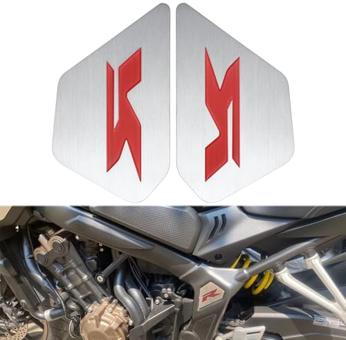 Motorrad Karosserierahmenfüllung Rahmen Seitenabdeckung Verkleidungsabdeckungen Edelstahl Aufkleber Rahmenfüller für Honda CBR650R CB650R 2019-2025 Seitenrahmenverkleidung mit Type R Emblem (Rot)