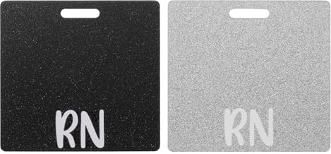 PATIKIL RN Badge Card Holder 2 Pcs Glitzer ID Kartenhalter Horizontaler Namensschild RN Zubehör Für Frauen Kollegen Arbeitsgeschenke Schwarz/Silber